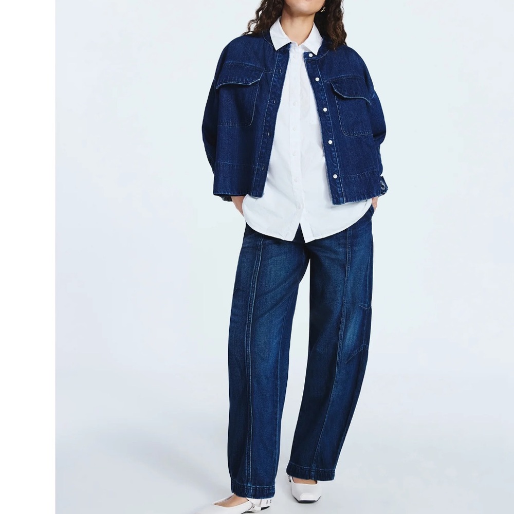 Scoop Women's Cropped Oversized Button-Down Shirt